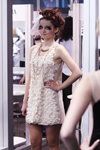 Full Fashion Look — Roza vetrov - HAIR 2013 (looks: whitecocktail dress, nude tights)