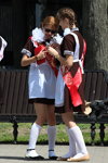 Last call. 2013. Part 1 (looks: white bowknot, brown school dress, white school apron, white knee-highs)