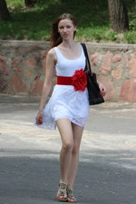 Last call. 2013. Part 2 (looks: white mini guipure dress, red belt, black bag)