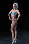Model fitness (women) — WFF-WBBF Championships 2013. Part 1 (looks: striped multicolored swimsuit, blond hair, white sandals)