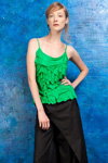 PODOLYAN SS 2013 lookbook (looks: green top with straps, black trousers)