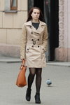Minsk street fashion. 04/2013. Part 1 (looks: black tights, black ankle boots, beige trench coat, red bag)