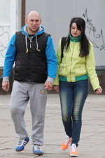 Minsk street fashion. 04/2013. Part 2 (looks: black vest, sky blue hoody, grey sport trousers, yellow jacket, blue jeans)