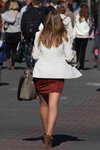 Minsk street fashion. 09/2013. Part 2 (looks: white blazer, brown ankle boots, nude sheer tights)