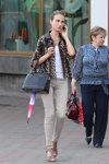 Street fashion in Minsk. Hot May 2013 (looks: white top, blazer with leopard print)