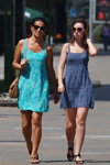 Minsk street fashion. 07/2013 (looks: turquoise sundress, blue sundress, nude bag, black sandals)