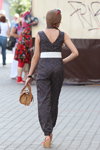 Minsk street fashion. 07/2013 (looks: polka dot jumpsuit, wedge sandals)