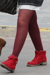 Minsk street fashion. 10/2013 (looks: burgundy tights, red boots)