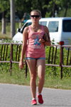 Saligorsk street fashion. 06/2013 (looks: denim shorts, redsneakers, white socks, pink printed top, Sunglasses)