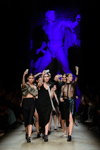 Desfile de Walk of Shame — Aurora Fashion Week Russia AW14/15 (looks: falda midi negra, blusa negra transparente)