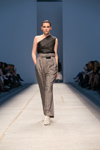 Litkovskaya show — Aurora Fashion Week Russia SS15 (looks: black top, grey checkered trousers)