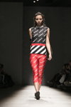 ZDDZ London show — Aurora Fashion Week Russia SS15 (looks: black and white top, red leggins)