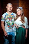 Buddha Bar Moscow (looks: white printed t-shirt, sky blue ripped jeans, white blouse, green skirt; person: Loya)