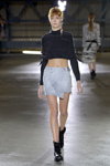 Anne Sofie Madsen show — Copenhagen Fashion Week AW14/15 (looks: black jumper, sky blue mini wrap skirt)