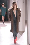 EST. 1995 Benedikte Utzon Wardrobe show — Copenhagen Fashion Week AW14/15 (looks: brown coat, grey jumpsuit, fuchsia pumps)