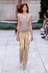 Bruuns Bazaar show — Copenhagen Fashion Week SS15 (looks: grey top, gold trousers)