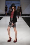 Trends show — CPM FW14/15 (looks: black hat, black blazer, burgundy pumps, burgundy top, checkered skirt)