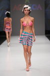 Agogoa show — CPM SS2015 (looks: pink sandals, fuchsia swimsuit, mini skirt with diamond pattern)