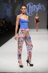 Christies show — CPM SS2015 (looks: flowerfloral trousers, black pumps, sky blue closed swimsuit)