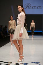 ROCOCO show — CPM SS2015 (looks: white transparent blouse, beige skirt, white pumps)
