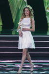 Kaciaryna Żgirouskaja. Finał — Miss Białorusi 2014. Top-25 (ubrania i obraz: sukienka biała)