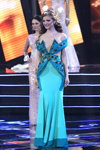 Margaryta Patapzawa. Finale — Miss Belarus 2014. Evening dresses (Looks: türkises Abendkleid mit Ausschnitt)