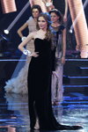Kazjaryna Schgirouskaja. Finale — Miss Belarus 2014. Evening dresses (Looks: schwarzes Abendkleid)