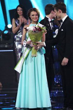 Daria Fomina. Awards ceremony — Miss Belarus 2014 (looks: turquoiseevening dress)