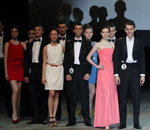 Awards ceremony — Mister Gomel 2014 (looks: red mini dress, white dress)