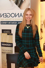 Elena Kuletskaya. Nanogen presentation (looks: checkered dress)