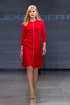 ALEXANDER PAVLOV show — Riga Fashion Week AW14/15 (looks: red dress, nude sheer tights)