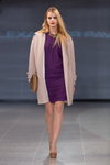 ALEXANDER PAVLOV show — Riga Fashion Week AW14/15 (looks: beige coat, purple dress, nude sheer tights)