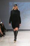 Anna LED show — Riga Fashion Week AW14/15 (looks: black boots, knitted black dress, black baseball cap)