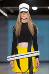 D.EFECT show — Riga Fashion Week AW14/15 (looks: black jumper, yellow mini skirt)