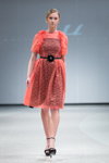 Katya Katya Shehurina show — Riga Fashion Week AW14/15 (looks: red guipure dress, black pumps)