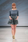 QooQoo show — Riga Fashion Week AW14/15 (looks: grey top, grey skirt, red hair)