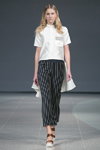 Показ Marco Grisolia — Riga Fashion Week SS15 (наряды и образы: белая блуза, полосатые чёрно-белые брюки)