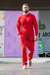 Street Style 2014. Black Star by Timati show (looks: red sports suit)