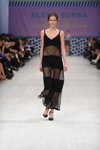 Elena Burba show — Ukrainian Fashion Week SS15 (looks: blackstripedevening dress, black pumps)