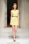 Anastasiia Ivanova show — Ukrainian Fashion Week SS15 (looks: yellow mini dress, black pumps)