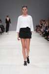 LAKE studio show — Ukrainian Fashion Week SS15 (looks: white blouse, black mini skirt)