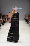 Lara Quint show — Ukrainian Fashion Week SS15 (looks: blackstripedevening dress, black blazer)