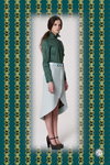 Marina Makaron Moscow fw 14/15 lookbook (looks: sky blue skirt, aquamarine blouse)