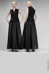 PODOLYAN FW14/15 lookbook (looks: black blouse, black maxi skirt, blond hair)