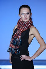 scarf (looks: black dress)