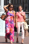 Minsk street fashion. 08/2014 (looks: pink blouse, flowerfloral sundress)