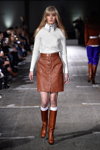 Designers Remix show — Copenhagen Fashion Week AW15/16 (looks: white blouse, brown boots, brown leather skirt, white cotton leg warmers)