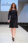 Steilmann, UNQ show — CPM FW15/16 (looks: knitted blue jumper, black pleated skirt, brown pumps)