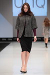 Steilmann, UNQ show — CPM FW15/16 (looks: blazer with zipper, black skirt, black pumps, burgundy jumper)