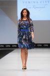 Vemina show — CPM FW15/16 (looks: multicolored dress, black pumps, blue belt)